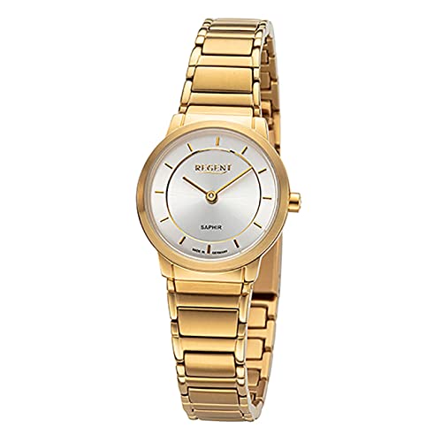 REGENT Damen Uhr GM-2132 Metallband Armbanduhr Metallarmband Analog Gold URGM2132 Analoguhr von REGENT