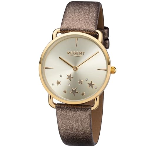 REGENT Damenarmbanduhr Metall IPG mit Kunstlederband BA-468 von REGENT