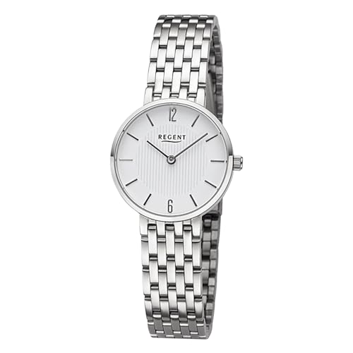 REGENT Damenuhr Edelstahl mit feinem Gliederarmband Analog 5 ATM F-1485 von REGENT
