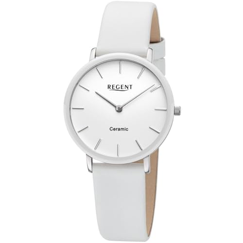 REGENT Damenuhr Edelstahl/Keramik Weiß Ø 34 mm BA-841 von REGENT