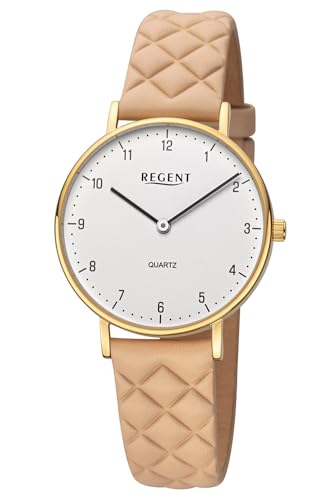REGENT Damenuhr Quarz Beige/Goldfarben BA-854 von REGENT