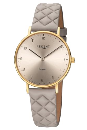 REGENT Damenuhr Quarz Grau/Goldfarben BA-855 von REGENT