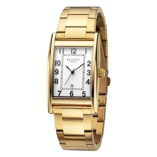 REGENT Herren Armbanduhr Analog Metallarmband Gold URF1524 Analoguhr von REGENT