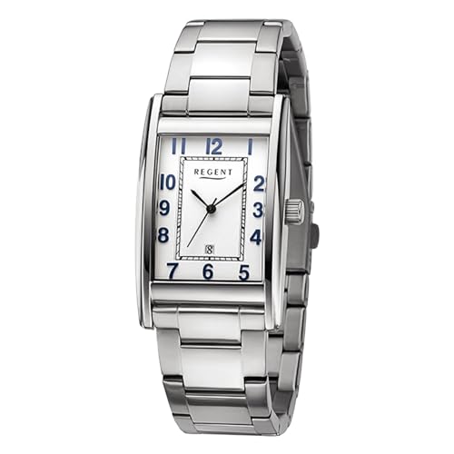 REGENT Herren Armbanduhr Analog Metallarmband Silber URF1523 Analoguhr von REGENT