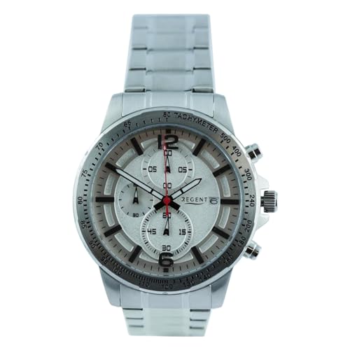 REGENT Herren Armbanduhr Chronograph Metallarmband Silber UR1152507 Chronograph von REGENT