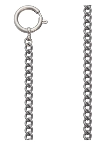 REGENT Herren Taschenuhr Kette 6 mm Breite 31 cm Länge mit Karabiner Rundpanzer Grau PS-06 von REGENT