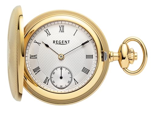 REGENT Herren Taschenuhr Savonnette Edelstahl 48 MM Mechanischer Handaufzug Römische Zahlen P-773 von REGENT