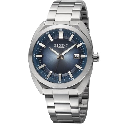 REGENT Herrenuhr Quarz Stahl/Blau 10 Bar 11150792 von REGENT