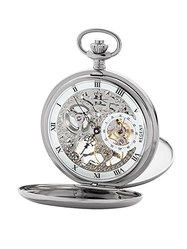 REGENT Taschenuhr sichtbares mechanisches Uhrwerk GM -2210 von REGENT
