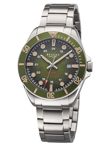 REGENT Herren-Armbanduhr Titan 20 Bar Wasserdicht Grün BA-858 REGENT Herren-Armbanduhr Titan 20 Bar Wasserdicht Grün BA-858 von REGENT