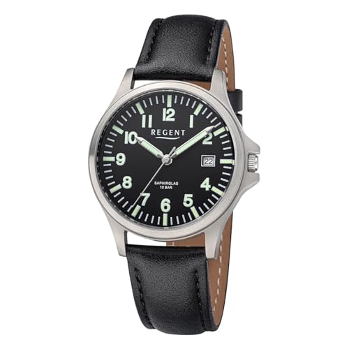 REGENT Titanuhr Unisex mit Echtlederarmband 36 mm Analog 10 ATM Saphirglas 1969.90.16 von REGENT