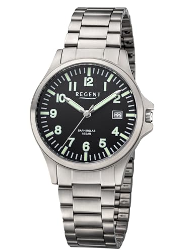 REGENT Titanuhr Unisex mit Gliederarmband 36 mm Analog 10 ATM Saphirglas 1969.90.96 von REGENT