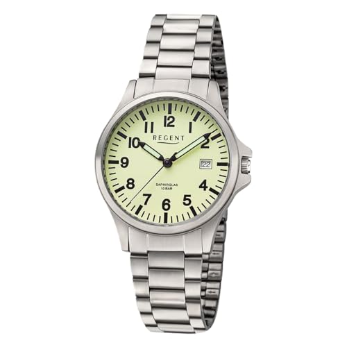 REGENT Titanuhr Unisex mit Gliederarmband 36 mm Analog 10 ATM Saphirglas 1969.90.97 von REGENT