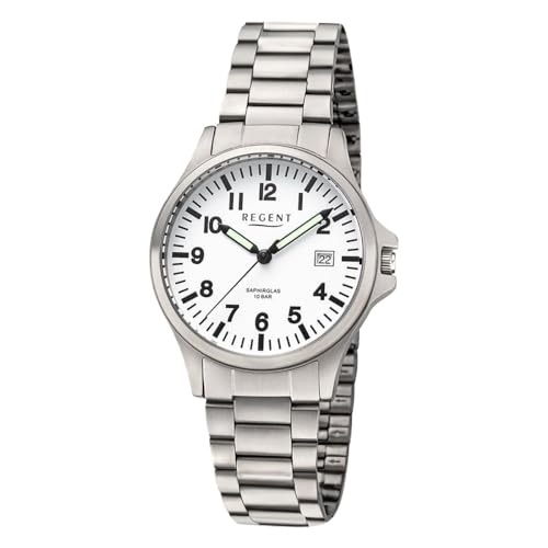 REGENT Titanuhr Unisex mit Gliederarmband 36 mm Analog 10 ATM Saphirglas 1969.90.99 von REGENT