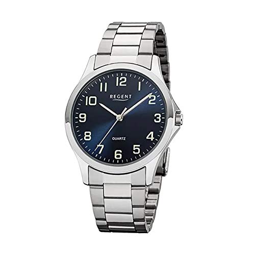 Regent Herren Analog Quarz Uhr mit Edelstahl Armband 11150619 von REGENT