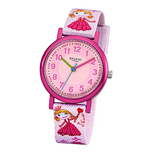 REGENT Textil Kinder Uhr F-949 Quarzuhr Armband rosa D1URF949 Quarzuhr Kinder von REGENT