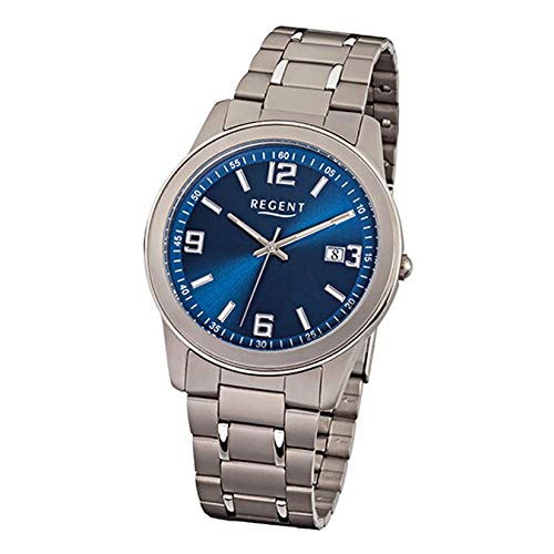 REGENT Herren-Armbanduhr Titan/Blau F-840 von REGENT