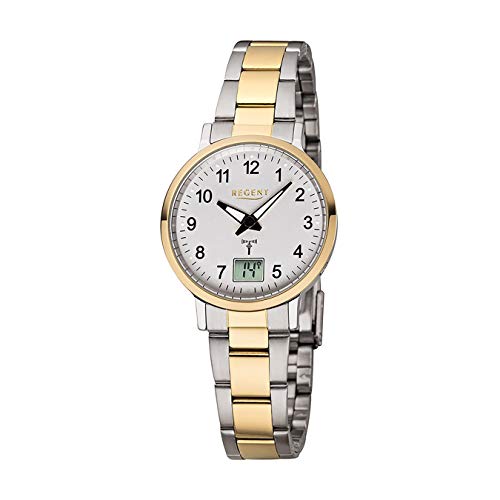 Regent Damen Analog-Digital Quarz Uhr mit Edelstahl Armband 12030086 von REGENT