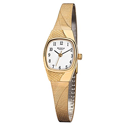 Regent Damen-Armbanduhr Elegant Analog Edelstahl-Armband gold Quarz-Uhr Ziffernblatt weiß URF624 von REGENT