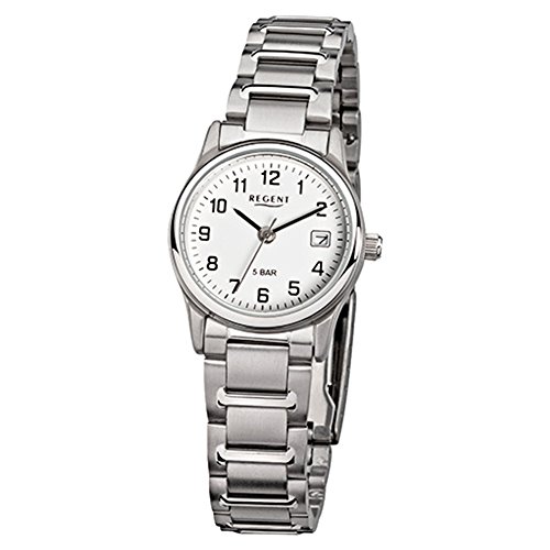 Regent Damen-Armbanduhr Elegant Analog Stahl-Armband silber Quarz-Uhr URF140 von REGENT