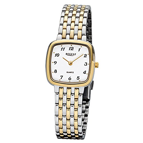 Regent Damen-Armbanduhr Elegant Analog Stahl ionenplattiert gold-Armband silber gold Quarz-Uhr URF1049 von REGENT