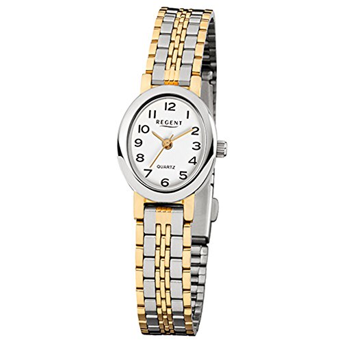 Regent Damen-Armbanduhr Elegant Analog Stahl ionenplattiert gold-Armband silber gold Quarz-Uhr URF393 von REGENT