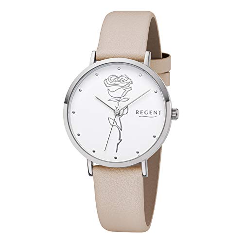 Regent Damen Uhr BA-622 Leder Armbanduhr Traumzeit Rose beige URBA622 Analoguhr von REGENT