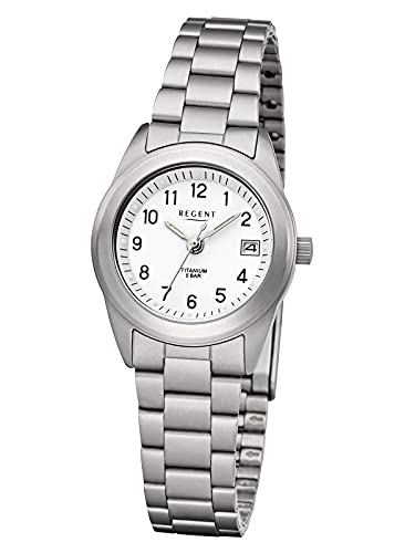 Regent Damen Uhr F-258 Metall Quarzwerk Armband-Uhr Titan-Uhr Silber URF258 von REGENT