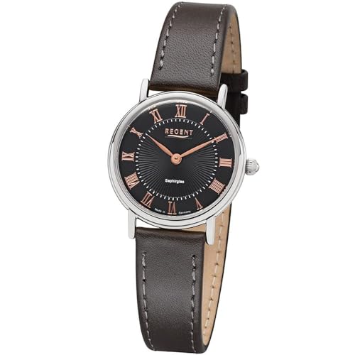 Regent Damen-Armbanduhr Analog Quarz One Size, schwarz, grau/schwarz von REGENT