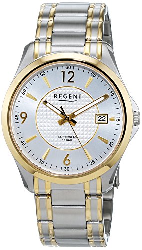 Regent Herren Analog Quarz Uhr mit Edelstahl Armband 11160225 von REGENT