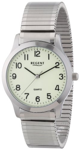 Regent Herren Analog Quarz Uhr mit Edelstahl Armband 11310039 von REGENT