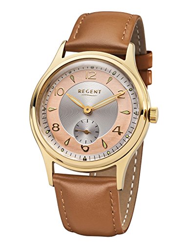 Regent Herren Analog Quarz Uhr mit Leder Armband 11100269 von REGENT