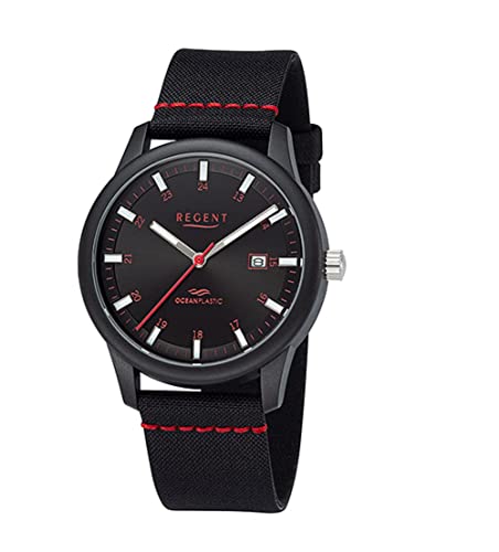 Regent Herren Analog Quarz Uhr mit Ocean-Plastic Armband 11110919 von REGENT