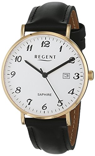 Regent Herren Analog Quarz Uhr mit Leder Armband 11100296 von REGENT