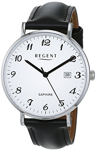 Regent Herren Analog Quarz Uhr mit Leder Armband 11110815 von REGENT