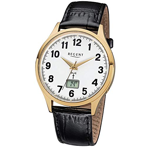 Regent Herren Analog-Digital Quarz Uhr mit Leder Armband 11030152 von REGENT