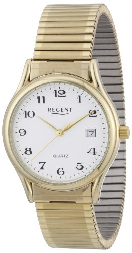 Regent Herren Analog Quarz Uhr mit Edelstahl beschichtet Armband 11300019 von REGENT