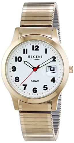 Regent Herren Analog Quarz Uhr mit Edelstahl beschichtet Armband 11300026 von REGENT