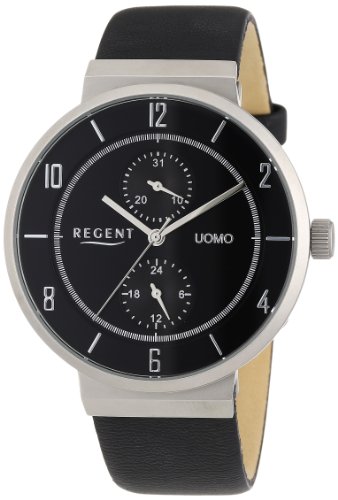 Regent Herren-Armbanduhr XL Uomo Analog Quarz Leder 11110611 von REGENT