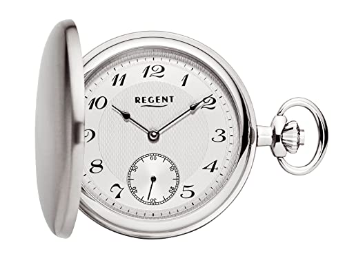 Regent Herren Taschenuhr Savonnette Edelstahl 50 MM Mechanischer Handaufzug Arabische Zahlen P-717 von REGENT