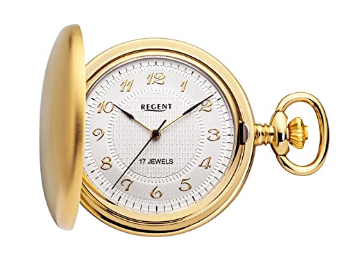 Regent Herren Taschenuhr Savonnette Goldfarben 43 MM Mechanischer Handaufzug Arabische Zahlen P-712 von REGENT