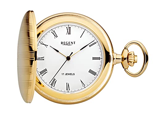 Regent Herren Taschenuhr Savonnette Goldfarben 47 MM Mechanischer Handaufzug Römische Zahlen P-719 von REGENT