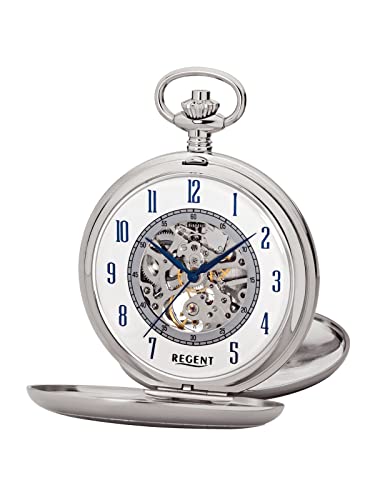 Regent Herren Taschenuhr Savonnette Skelett 53 MM Mechanischer Handaufzug Arabische Zahlen P-705 von REGENT