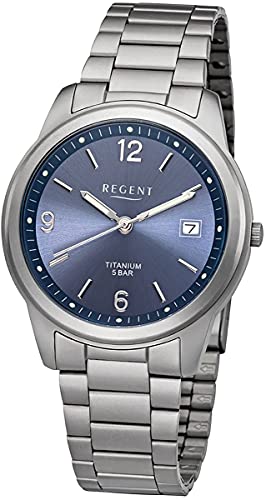 Regent Herren Analog Quarz Uhr mit Titan Armband 11090214 von REGENT