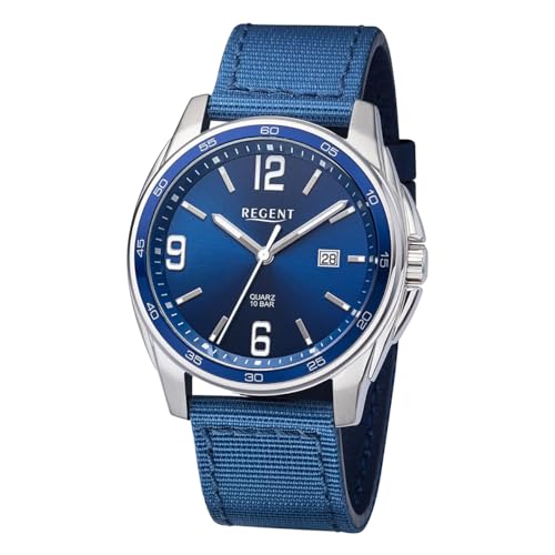 Regent Herren Uhr BA-644 blaues Leder- und Textilband von REGENT