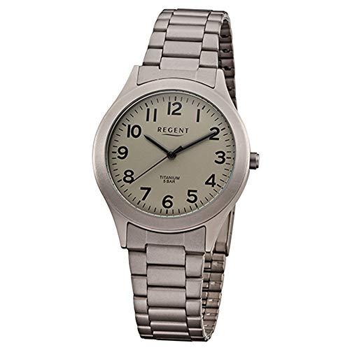 Regent Herren Uhr F-1197 Metall Quarz Armbanduhr Metallarmband Silber URF1197 von REGENT