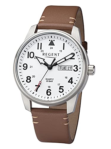 REGENT Herren-Uhren Analog Quarz One Size Weiß 32018695 von REGENT