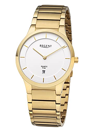 REGENT Herren-Uhren Analog Quarz One Size Gold, Weiß 32018677 von REGENT