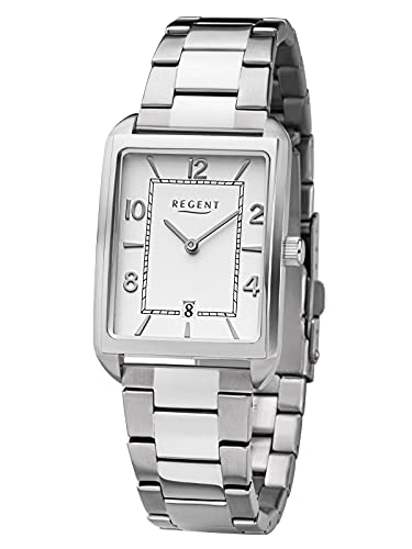 Regent Herren Analog Quarz Uhr mit Edelstahl Armband 11150751 von REGENT