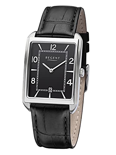 Regent Herren Analog Quarz Uhr mit Edelstahl Armband 11110779 von REGENT